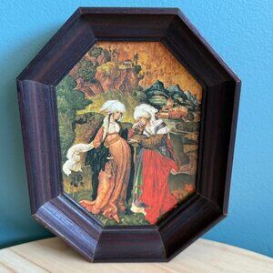 Ms Mester Octagonal Framed Art "Meeting Of Maria And Elizabeth" 1988 Cubitol & J